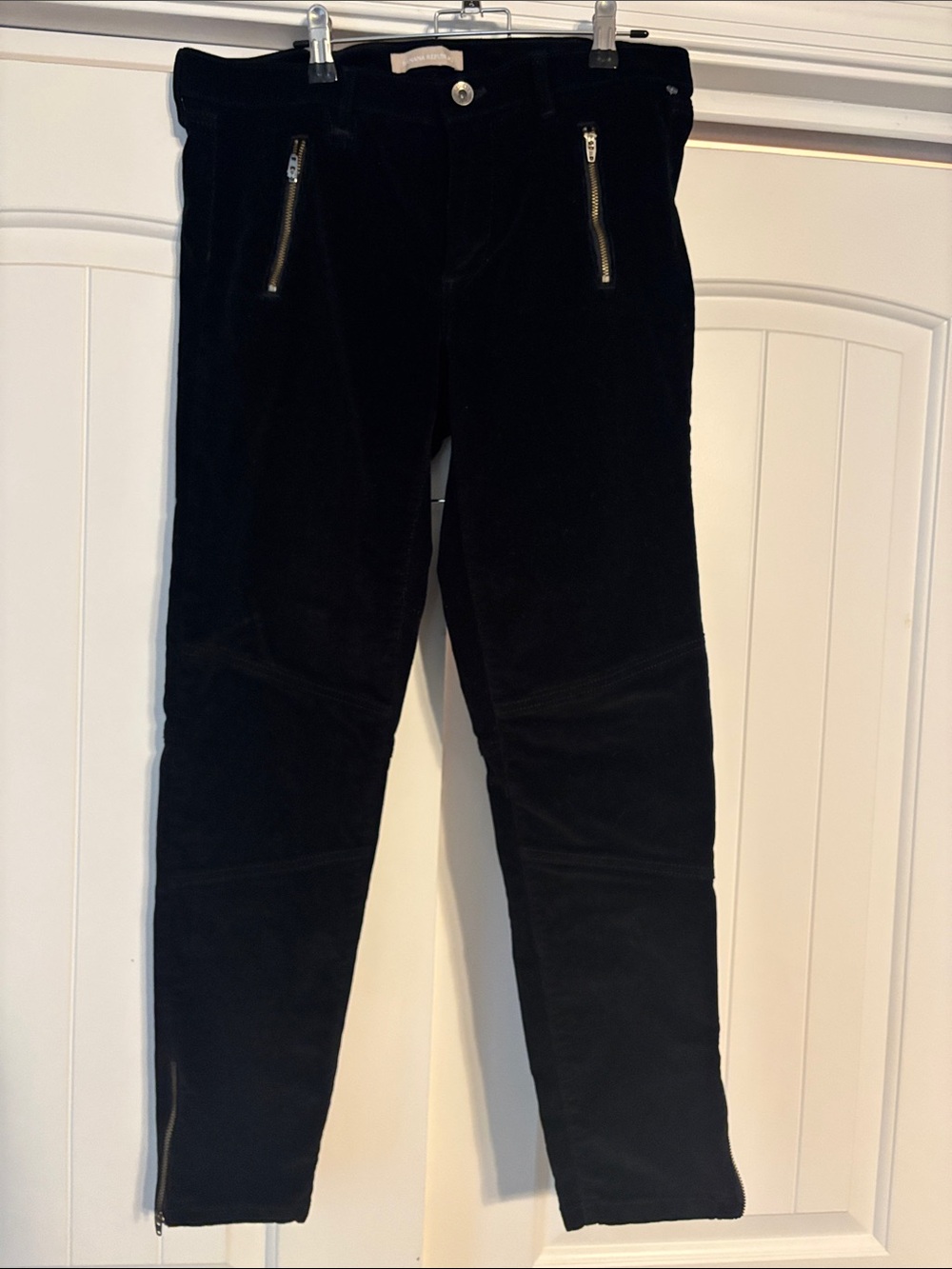 Banana Republic Women's Black Corduroy Pants with Zip Details